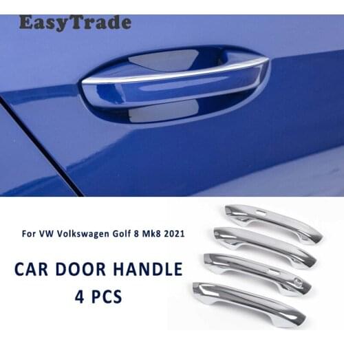 ABS Chrome Car Outer Door Handle Cover Protection Covers For VW Volkswagen Golf 8 Mk8 2020 2021 Car Interior Accessories 4 Pcs