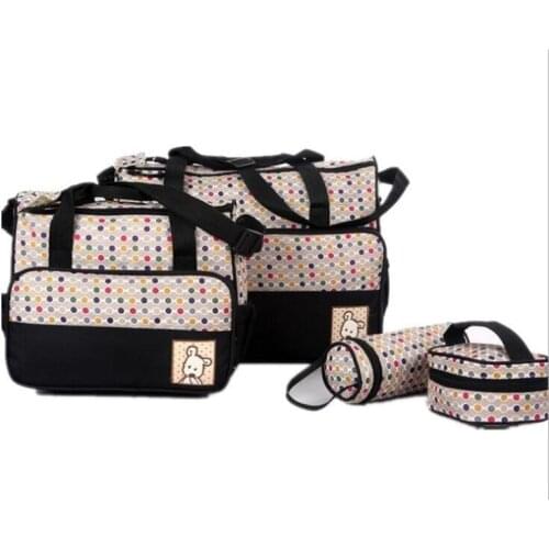 41*30*15CM 5pcs Baby Diaper Bag Suits For Mom Baby Bottle Holder Mother Mummy Stroller Maternity Nappy Bags Sets Fashion