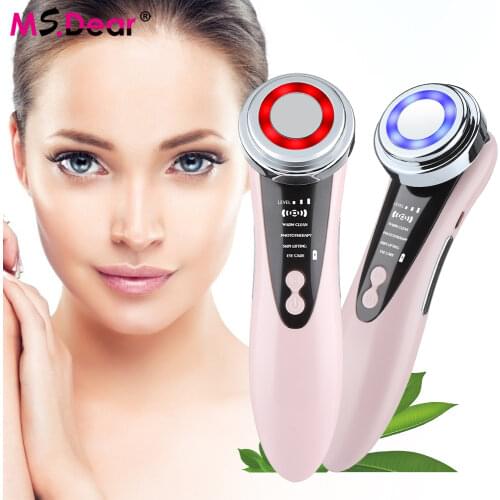5 In 1 EMS Face Massager Radio Mesotherapy Electroporation LED Light Therapy Sonic Vibration Wrinkle Removal Skin Tightening