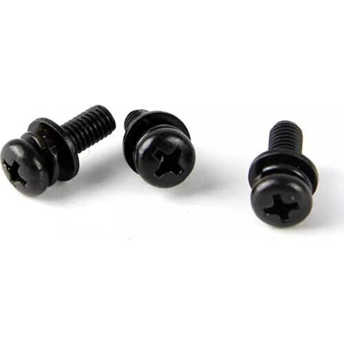 500PCS M2.5 M3 GB9074.4 Black Stainless steel phillips pan head three combination screw sems screws with washer tamper-resistant