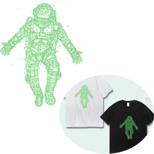 DIY Luminous Space Applique Heat Transfers Patches For Clothing Astronaut Iron On Patches On Clothes Thermo Sticekrs Stripe