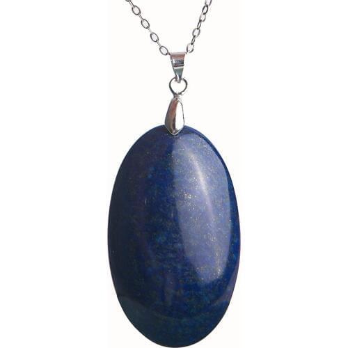 Free Shipping Genuine Natural Lapis Lazuli Stone Pendant Bead Popular Big Oval shaped Women Pendant Charms Necklace 41*24*13mm