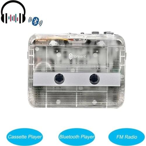 Bluetooth Transmitter Stereo Transparent Cassette Player with FM Radio Auto-revers function Portable Bluetooth Cassette Player