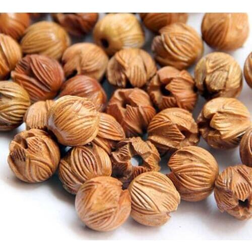10pcs/lot Natural Peach Wood Carving Beads 12mm 15mm 18mm Craft Carve Wooden Lotus Type Beads for DIY Jewelry Making Accessories