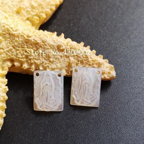 100pcs/lo 8x11mm Natural Rectangle Holy Mary Mother of Pearl Shell Mary MOP Pearl Shell Beads