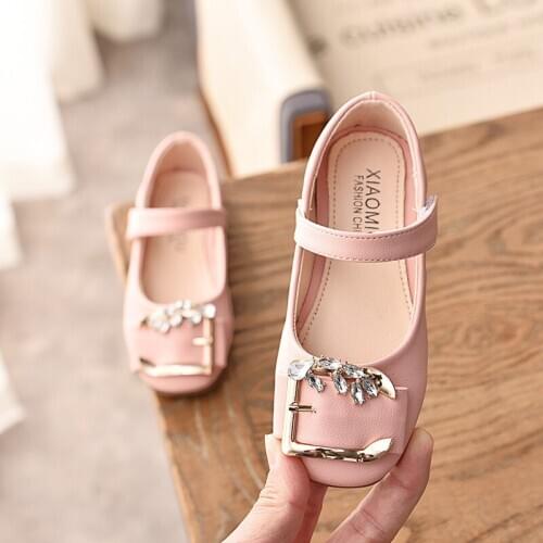 Children Girls Shoes Spring Summer PU Leather Baby Kids Princess Rhinestone Shoes Sandals Casual Soft Sole Non-slip Party Shoes