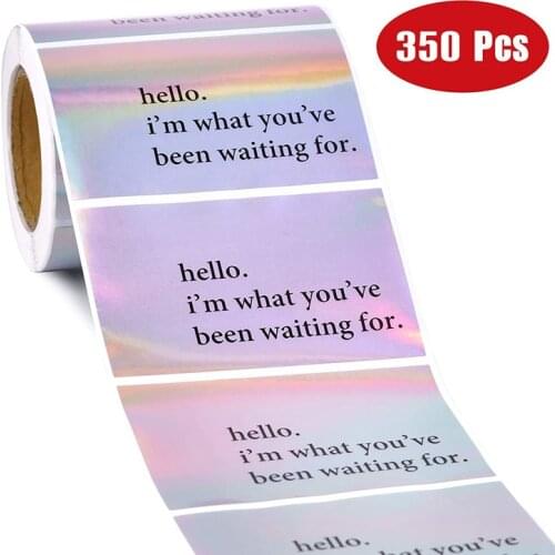 350Pcs/roll 50x80mm Rainbow Laser Label HELLO I'M WHAT YOU'VE BEEN WAITING FOR Waiting For You Sticker Label