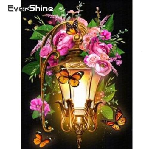 Evershine Diamond Painting Flowers Butterfly Full Square Crystal Embroidery Cross Stitch Kit Rhinestone Pictures Needlework