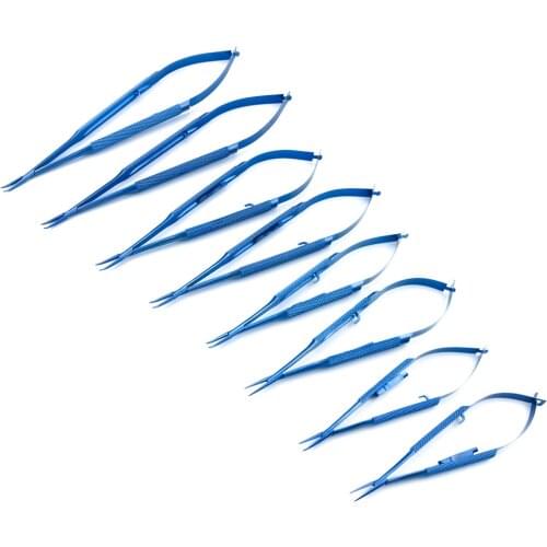 1PCS Titanium Castroviejo Needle Holder with lock curved/straight Dentist instrument Ophthalmic needle clamp