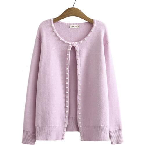 Cardigans For Women Autumn Winter Loose Sweater Fashion Beading Knitted Tops Solid Color Open Stitch Clothing XXL/4XL
