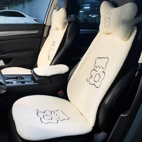 Car Seat Cover Set Luxury Seat Covers for Cars for Women Seat Set Protector Winter plush Universal Cute Baby Accessories