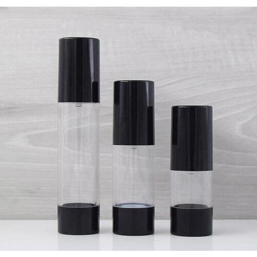 30ml black airless bottle clear body black pump lid for lotion/emulsion/serum/essence skin care cosmetic packing