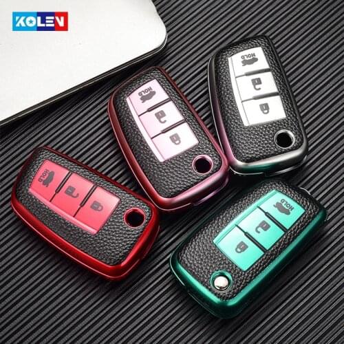 Leather + TPU Car Remote Key Cover Case Fob For Nissan X-Trail Qashqai J11 Juke Murano Micra Tiida Maxima Altima Kicks Keychain