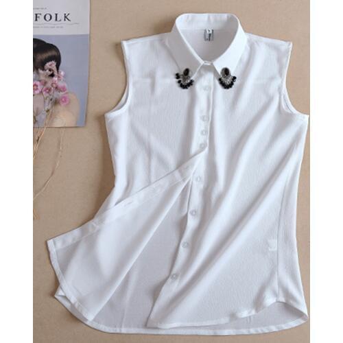 Summer Spring summer Slim shirt shirt Joker simple New long section fake collar children wild spring and summer collar needle