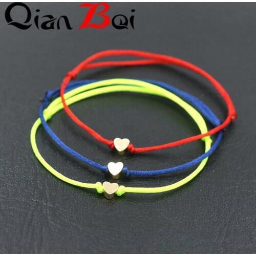 QianBei Color Fashion HEART Bracelet Crystal From Austrian Micro Inlaid Zircon Adjustable Bracelet for Woman