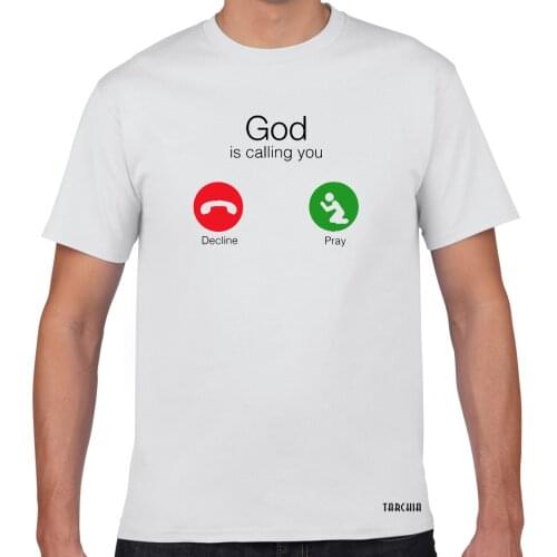 TARCHIA Men God Is Calling You T-Shirts Cotton Plus Size Tee Homme Summer Short Sleeve T Shirts Male TShirts Camiseta Tshirt