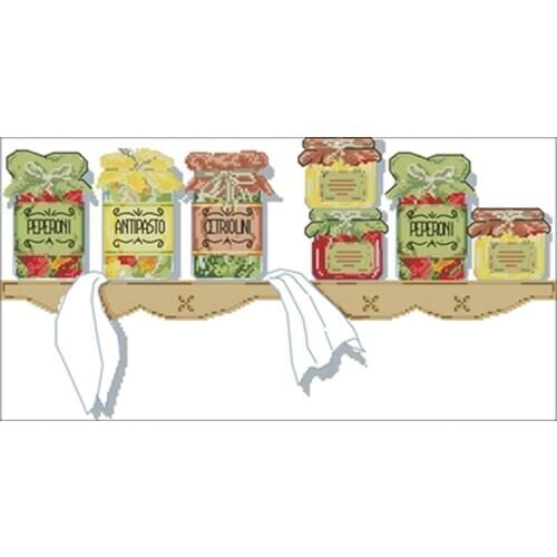 Seven bottles of jam Patterns Counted Cross Stitch 11CT 14CT 18CT DIY Cross Stitch Kit Embroidery Needlework Sets home decor