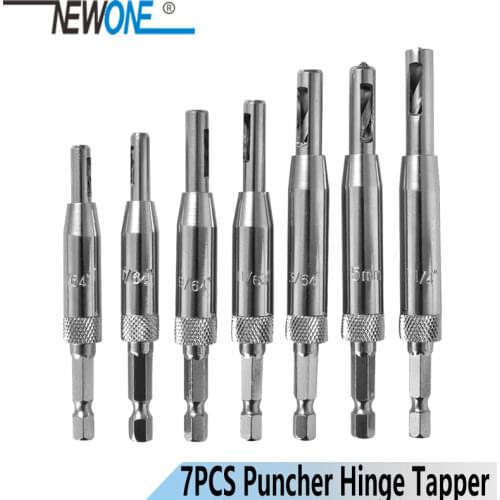 7pcs/set power tool Core Drill Bit Set Hole Puncher Hinge Tapper for Doors Self Center Woodworking Tools milling cutter