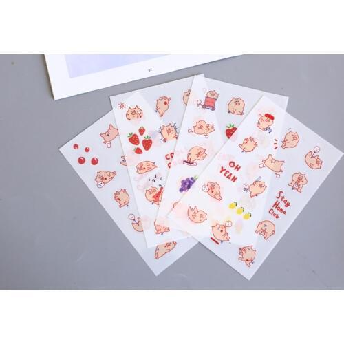 4pcs Cute pigs diary sticker pvc diy decoration sticker for album scrapbooking stationery sticker gift for kids