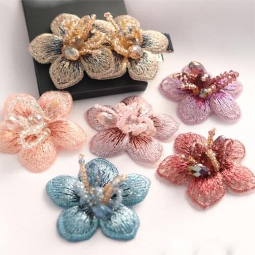 Handmade Beads Crystal Embroidery Patches For Shoes Flower Clothes Hat DIY Sew On Accessories Decorative Patch Applique