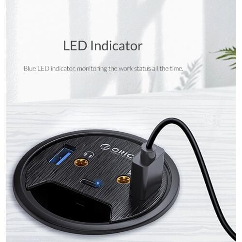 ORICO Desktop Grommet USB 3.0 HUB Type-C Audio Desk Mount Adapter Splitter For Phone PC Computer Accessories