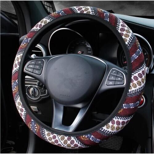 NEW Car Steering Wheel Cover Ethnic Style Car Steering-wheel Covers Car Accessories Linen Universal Pretty Ethnic Style