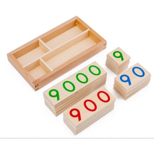 Educational Learning Card Math Teaching Aids Puzzle Toys for Kids Montessori Materials-Small Wooden Number Cards In Box (1-9000)