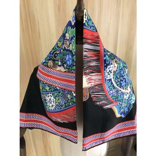 2021 new arrival fashion elegant navy blue 100% silk scarf 90*90 cm square shawl twill wrap for women free shipping