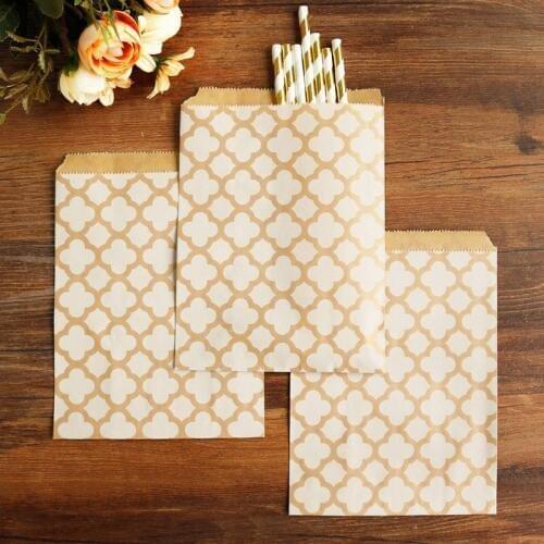 25pcs Flower Kraft Paper Popcorn Bag Striped Pink Blue Gift Bags Wedding Baby Shower Birthday Paper Bags For Food Gifts Packing