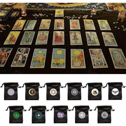 Pendulum Divination Tablecloth Card Pad Runes Altar Table Cloth Board Game Drawstring PU Bag Tarots Storage Pouch Bag