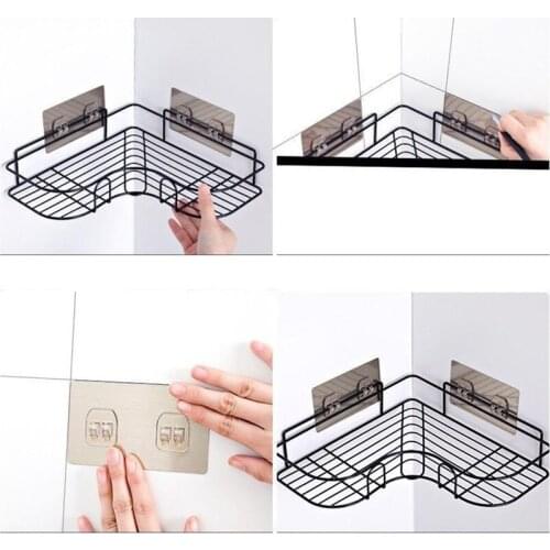 Bathroom Shelf Shower Organizer Triangle Cosmetic Storage Iron Rack Kitchen Toilet Black/White