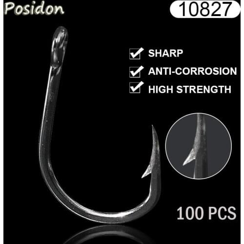 Posidon 10827 100 Pcs/Pack Stainless Steel Tuna Circle Hooks Jigging Assist Hooks Live Bait Jig Assistant Fish Hooks