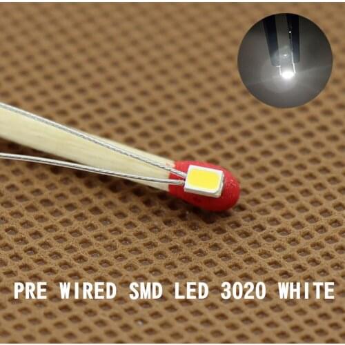 T3020W 20pcs Pre-soldered micro litz wired leads Bright White SMD Led 3020 NEW