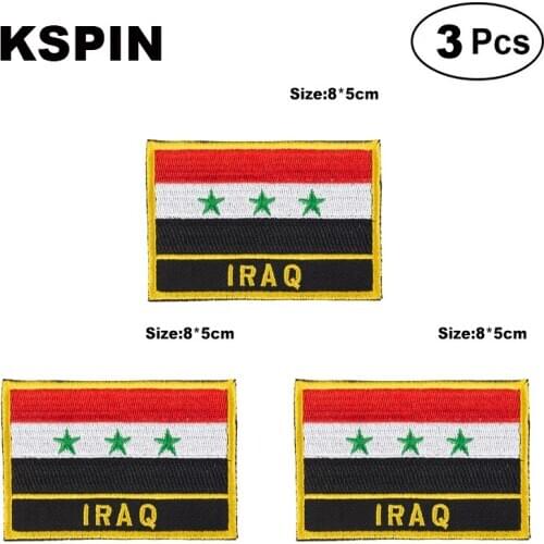 Iraq Rectangular Shape Flag patches embroidered flag patches national flag patches for clothing DIY Decoration