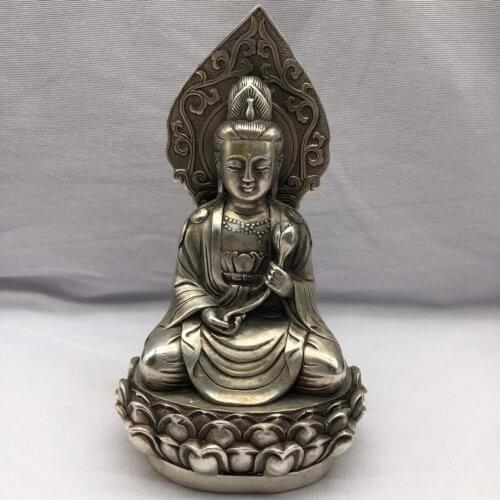 Collect China Fine Workmanship Cupronickel Sculpture Guanyin Buddha Metal Crafts Home Decoration#2