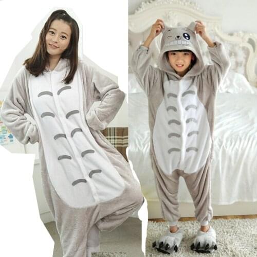 Family Matching Outfit Grey Cat Overalls Jumpsuit Soft Flannel Adult Children Cosplay Costume Kigurumi Onesie Blanket Sleepers