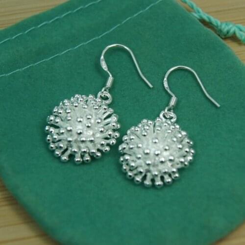 BABYLLNT 925 Silver Coral Fireworks Drop Earrings For Woman Wedding Engagement Party Fashion Charm Jewelry Gift