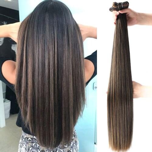 Synthetic Straight Hair Weaves Long Mix Color Synthetic Hair Wefts for Women Heat Resistant Hair Lot Black Blonde Hair Bundles