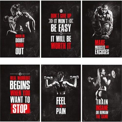 Nordic Muscle Bodybuilding Fitness Motivational Quotes Art Canvas Painting Poster Wall Picture Print For Home Gym Office Decor