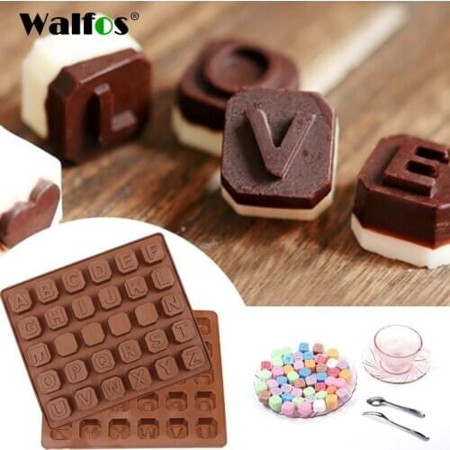WALFOS 26 English Letters 4 Whiteboard Chocolate Silicone Mold Candy Ice Cube Mold Pastry Soap Mold Fondant Cake DIY Baking Tool