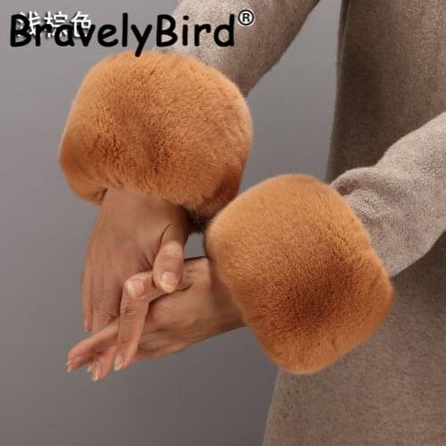 Women Winter Faux Rabbit Fur Cuffs Coat Jackets Sleeve Decor Arm Warmer Oversleeve Wristband Elastic Bracelet Plush Hand Ring