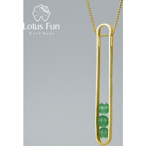 Lotus Fun Natural Stone Elliptical Minimalist Pendant without Necklace Real 925 Sterling Silver Handmade Fine Jewelry for Women