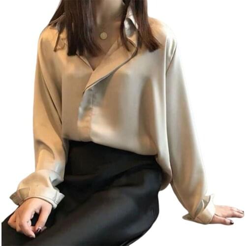 70% Hot Sell Casual Women Solid Color Long Sleeve Turn Down Collar V Neck Pullover Shirt