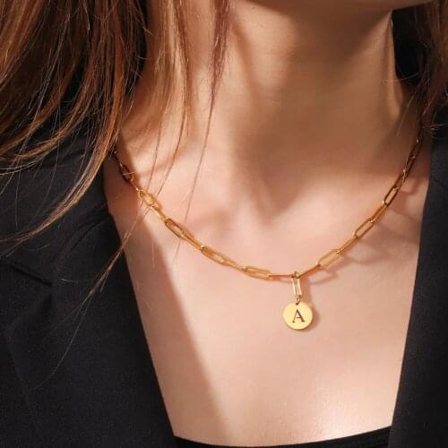 COOLTIME Minimalist Initial Letter Choker Necklace Stainless Steel Punk Chain Necklaces for Women Jewelry Accessories Hip Hop