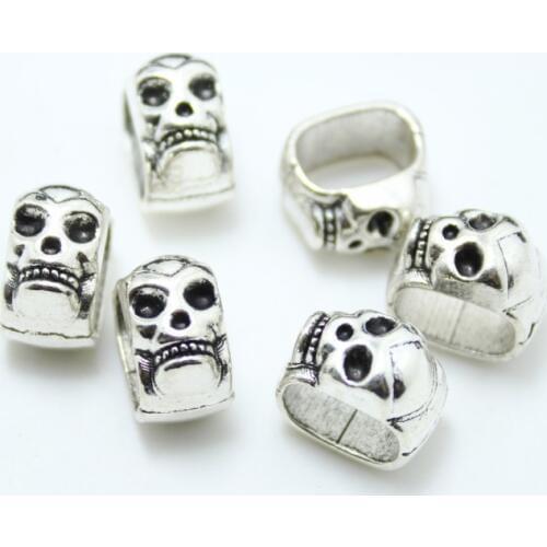 10 pcs/lot Skeleton Heads Evil Skull Zinc Alloy Big Hole Charm Beads 12*8mm