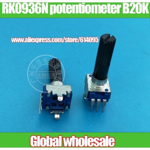 10pcs RK0936N 09-type vertical single potentiometer B20K / handle length 23MM / knurled shaft / with midpoint