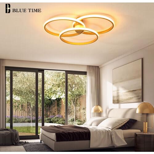 3 Rings Circle Modern Gold Led Chandelier For Living room Bedroom Dining room Lustre Home Ceiling Chandelier Lighting Fixtures