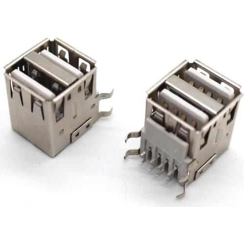 30 piece a / F double-layer flat elastic 4-bend fixed crimping 90 degree dip iron shell white glue A-type female USB connector