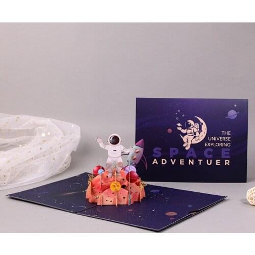 3D Handmade Universe Exploring Space Adventuer Paper Greeting Card Invitation Postcard Children Birthday Party Bussiness Gift