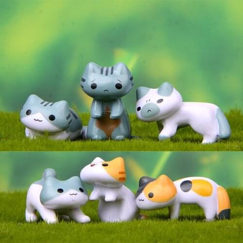 6pc Cute lazy happy cat decoration girl small jewelry creative student personality home decoration desktop model birthday gift